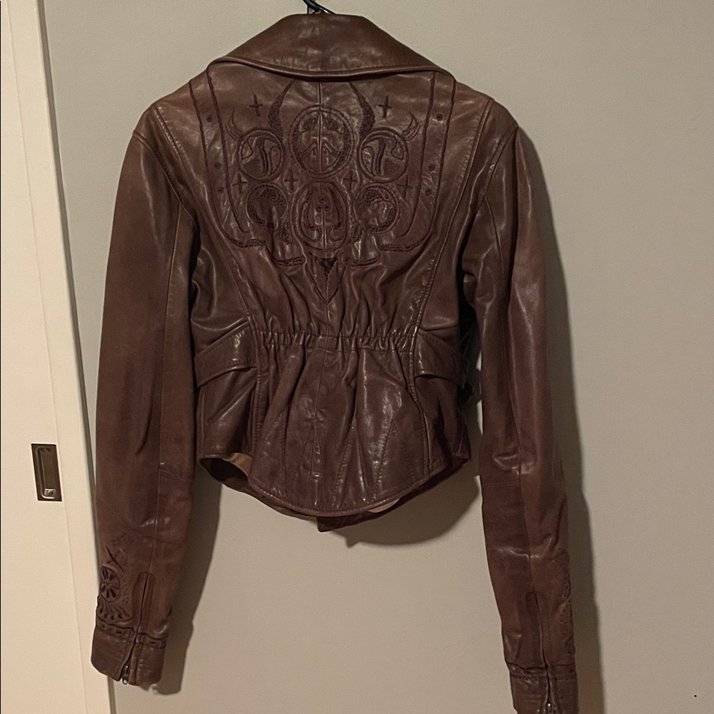 Diesel Brown Leather Women's Jacket - Picture 3 of 5